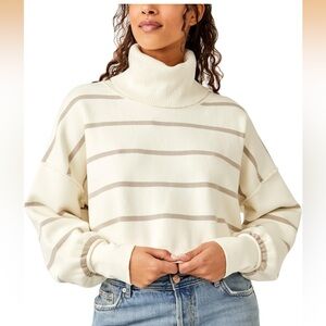 Free People Paulie Striped Turtleneck Sweater